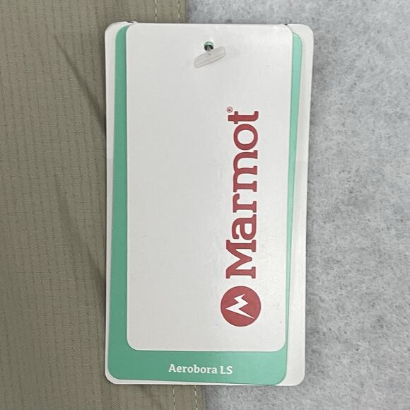 Marmot Mens Aerobora Button Down Shirt XXL Sandbar Tan Roll Tab Wicking Rip Stop - Picture 10 of 15